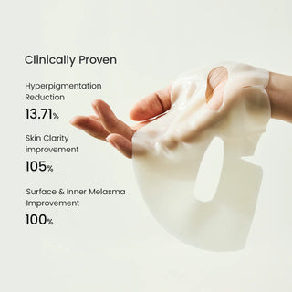 Main tenant un masque tissu BIODANCE Vita Niacinamide avec resultats cliniques anti-hyperpigmentation