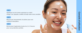 Conseils d'utilisation Beauty of Joseon Relief Sun Rice + B5 en trois etapes avec application sur le visage