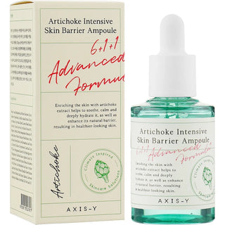 AXIS-Y Artichoke Intensive Skin Barrier Ampoule avec sa boite en carton beige et vert
