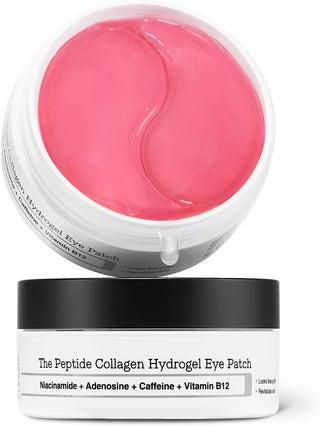 Pot ouvert COSRX Peptide Collagen Eye Patch revelant les patchs hydrogel roses empiles a l'interieur