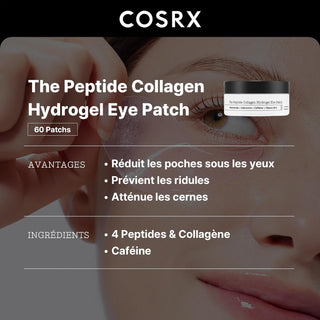 Fiche produit COSRX Peptide Collagen Eye Patch 60 patchs avec avantages anti-poches et ingredients cles