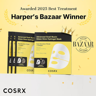 COSRX Masques Hydrogel Mucine Escargot prix Harper's Bazaar 2025 Best Treatment sur fond dore
