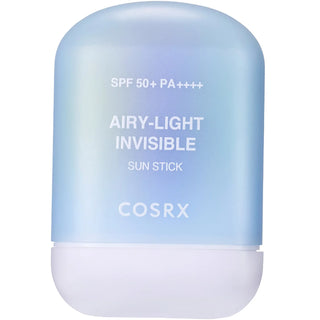 COSRX Airy-Light Invisible Sun Stick SPF 50+ PA++++ - flacon bleu degrade sur fond blanc