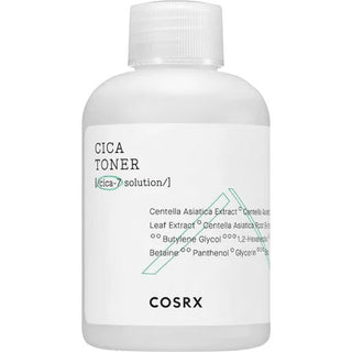 Flacon blanc COSRX Cica Toner 150ml avec etiquette cica-7 solution et liste ingredients centella asiatica