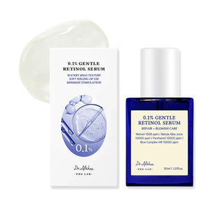 DR.ALTHEA Sérum Rétinol Doux 0,1% flacon bleu 30 ml avec boite et goutte de texture transparente