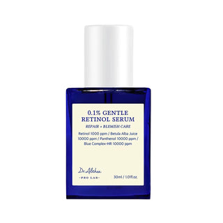 DR.ALTHEA Sérum Rétinol Doux 0,1% flacon bleu cobalt gros plan avec étiquette détails ingrédients