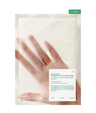 Face avant du sachet DR.ALTHEA Cushion Veil Calming Mask montrant la texture douce