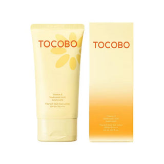 Tube et boîte orange dégradé TOCOBO Vita Soft Daily Sun Lotion SPF50+ PA++++ 150ml côte à côte