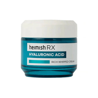 Heimish RX Hyaluronic Acid Rich Whipped Cream pot bleu ferme, vue trois quarts sur fond blanc
