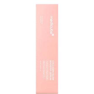 Boite rose Medicube Collagen Glow Booster Serum 15ml avec mentions collagene hydrolyse et elastine