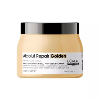 Pot dore avec couvercle noir L'Oreal Professionnel Absolut Repair Golden Masque 500ml face avant