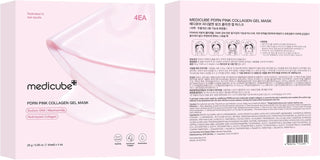 Packaging rose Medicube PDRN Pink Collagen Gel Mask avec descriptif produit et mode d'emploi