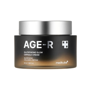 Pot noir et dore MEDICUBE AGE-R Glutathione Glow Capsule Cream 50ml avec couvercle argente