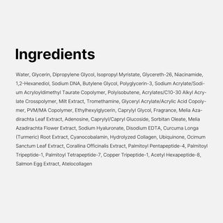Liste INCI complete du Medicube PDRN Pink Peptide Serum sur fond gris clair