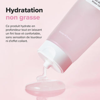 Texture gel rose du Beauty of Joseon Red Bean Water Gel versee depuis le tube, hydratation non grasse