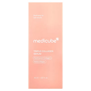 Etui rose Medicube Triple Collagen Serum 4.0, packaging avec mentions Hydrolyzed Collagen et Atelocollagen