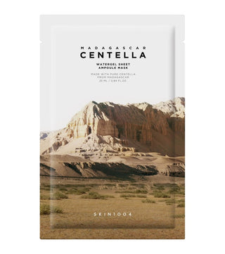 Sachet SKIN1004 Madagascar Centella Watergel Sheet Ampoule Mask avec paysage de falaises