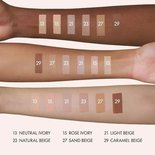 Nuancier PURITO SEOUL Wonder Releaf Centella BB Cream sur trois carnations, teintes 13 à 29 Caramel Beige