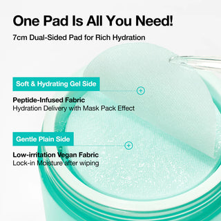 ANUA PDRN Hyaluronic Glow Pad - disque double face avec cote gel peptide et cote lisse vegan dans pot ouvert