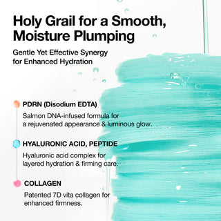 ANUA PDRN Hyaluronic Glow Pad - ingredients cles PDRN, acide hyaluronique et collagene avec texture gel turquoise