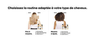 Comparaison avant apres cheveux fins et epais avec routine L'Oreal Professionnel Absolut Repair
