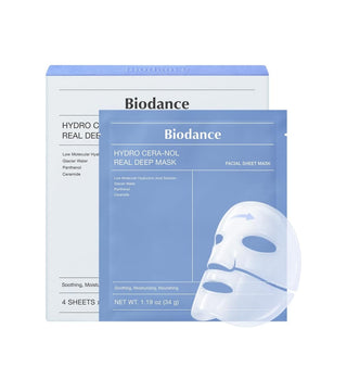 Biodance Hydro Cera-Nol Real Deep Mask - boite bleue avec sachet et masque tissu blanc