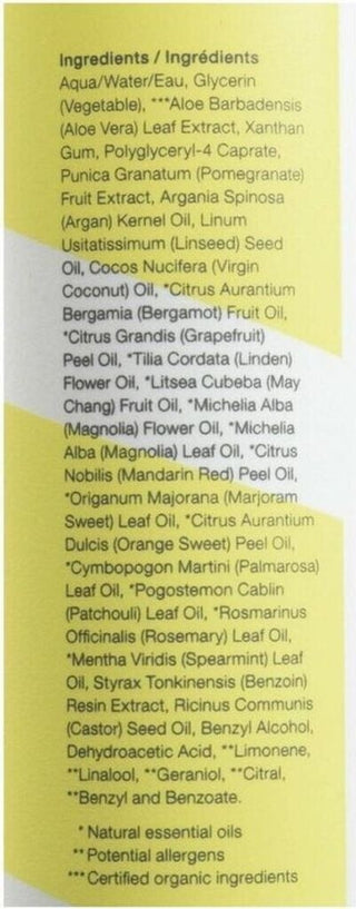 Liste des ingredients du Boucleme Curl Defining Gel sur etiquette jaune - aloe vera, glycerine, huile d'argan