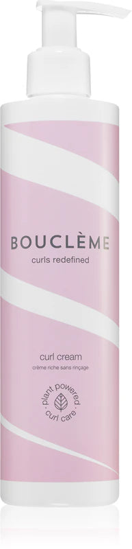 Flacon pompe rose Boucleme Curl Cream 300ml, vue laterale sur fond blanc