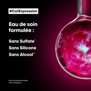 Formule Curl Expression sans sulfate, sans silicone, sans alcool - visuel liquide rose dans une fiole ronde