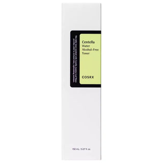 Boîte carton blanche du toner COSRX Centella Water Alcohol-Free 150ml - packaging étiquette verte