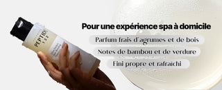 COSRX PEPTIDE-132 Shampoo - main tenant le flacon dans la mousse, parfum agrumes et bois