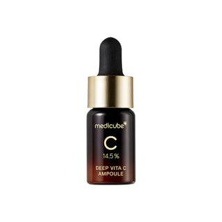 Medicube Deep Vita C Ampoule flacon brun 30ml avec pipette doree et inscription 14.5% sur fond blanc