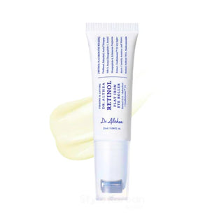 Tube roll-on DR.ALTHEA Retinol Flat Iron Eye Roller à embout bille et swatch de texture crème - 25ml