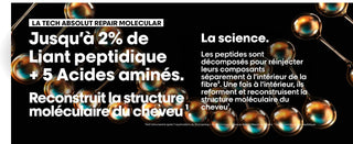 Science du liant peptidique et acides amines reconstituant la fibre capillaire L'Oreal Professionnel Absolut Repair Molecular