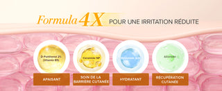 Formula 4X anti-irritation - panthénol 2%, céramide NP, acide hyaluronique et allantoïne en bulles illustrées