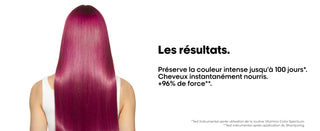 Cheveux roses lisses et brillants illustrant les resultats du shampoing L'Oreal Professionnel Vitamino Color Spectrum