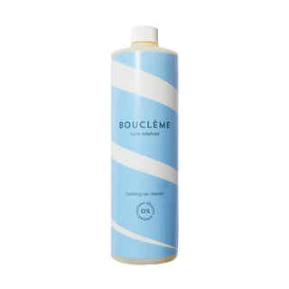Boucleme Shampoing Hydratant 1000ml - grand flacon bleu ciel et blanc avec bouchon a vis, sans sulfates ni parabenes