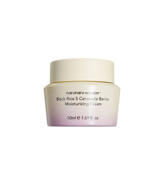 Pot crème HARUHARU WONDER Black Rice 5 Ceramide Barrier dégradé ivoire et rose sur fond blanc - 50ml