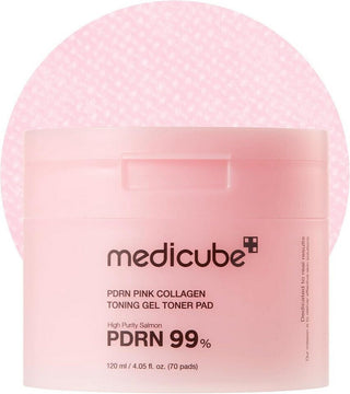 Pot rose medicube PDRN Pink Collagen Toning Gel Toner Pad - High Purity Salmon PDRN 99% - 120ml, 70 pads