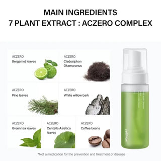 Celimax Noni Acne Bubble Cleanser - infographie 7 extraits vegetaux Aczero Complex avec flacon