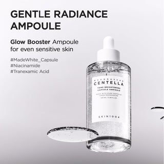 Infographie SKIN1004 Centella Ampoule - booster éclat doux avec niacinamide et acide tranexamique