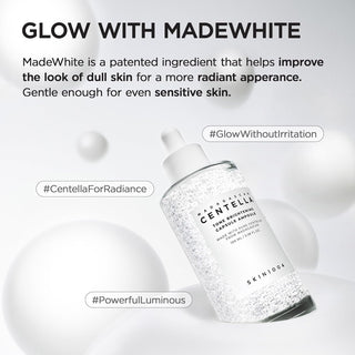 Infographie SKIN1004 Centella Ampoule - complexe MadeWhite breveté avec centella pour un éclat sans irritation