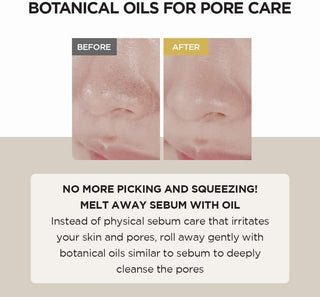 SKIN1004 Centella Light Cleansing Oil - avant/apres sur le nez montrant pores nettoyees par les huiles botaniques