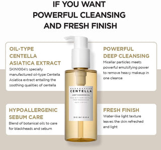 SKIN1004 Centella Light Cleansing Oil - quatre benefices nettoyage profond, soin sebum et fini frais