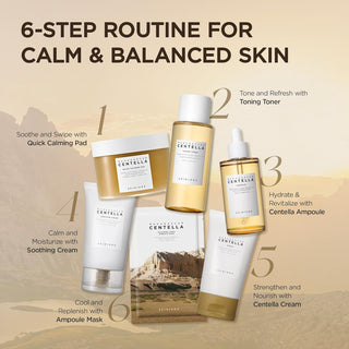 Routine SKIN1004 Madagascar Centella en 6 etapes - pad, toner, ampoule, creme, masque