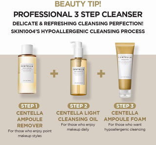 SKIN1004 routine nettoyage en 3 etapes - Ampoule Remover, Light Cleansing Oil et Ampoule Foam