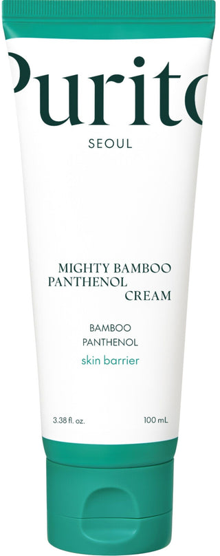 Tube PURITO Mighty Bamboo Panthenol Cream blanc a capuchon vert, skin barrier - 100 mL