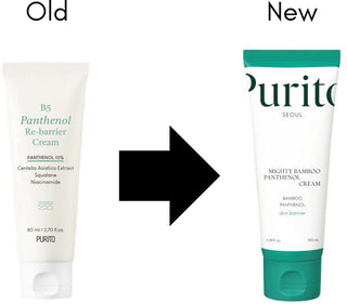 Comparaison ancien tube B5 Panthenol Re-barrier et nouveau PURITO Mighty Bamboo Panthenol Cream