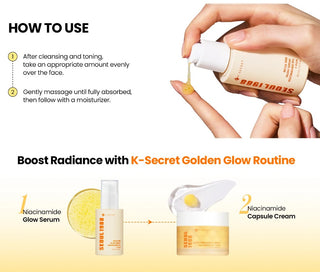 Mode d'emploi du Glow Serum K-Secret et routine Golden Glow avec serum et capsule cream Seoul 1988