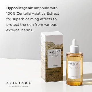 Flacon SKIN1004 Madagascar Centella Ampoule avec sa boîte - ampoule hypoallergénique à l'extrait de centella
